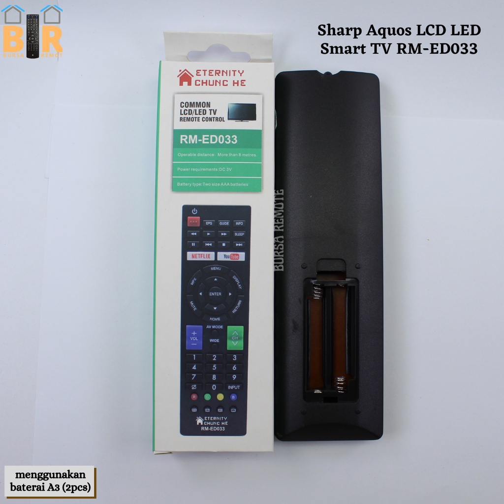 Remot / Remote TV Sharp Aquos LCD LED Smart TV type RM-ED033 / ecer dan grosir