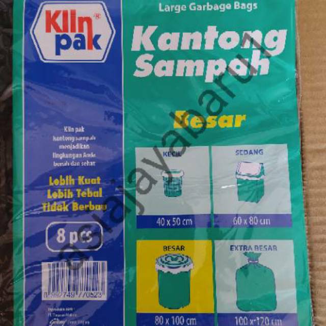 KlinPak Kantong Sampah Plastik Besar uk 80x100cm isi 8 pcs | Shopee