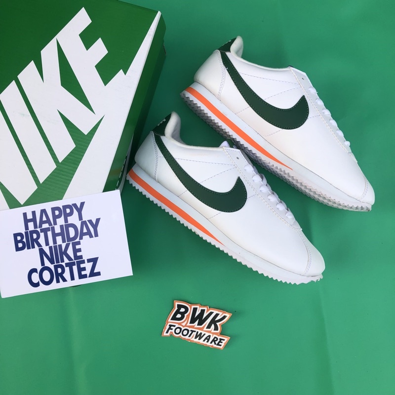 (Cod) SEPATU NIKE CORTEZ XLV BNIB MADE IN INDONESIA SEPATU SNEAKERS WANITA-Putih ijo