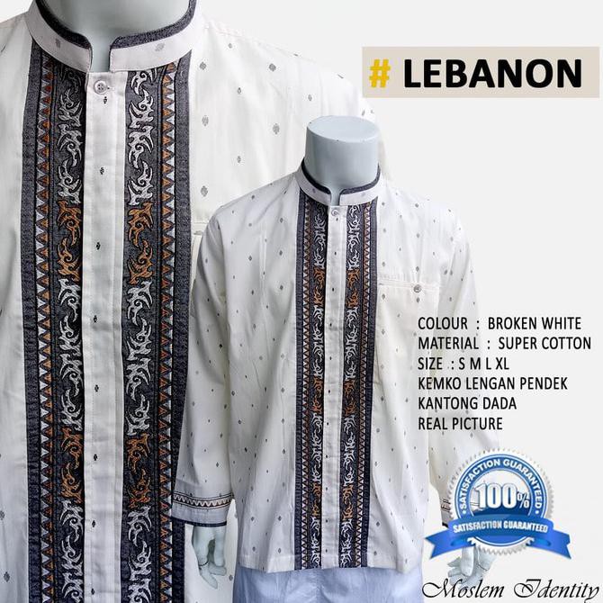 Baju Koko pria Baju Koko Putih Aplikasi Bordir Lengan Panjang - Super Quality Moeslim Wear - Baju