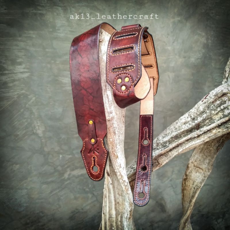 strap gitar kulit,strap gitar handmade,tali gitar kulit asli,ak13