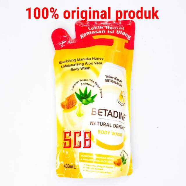 Betadine Natural Defense Body Wash Nourishing Manuka Honey & Aloe Vera Refill 400ml