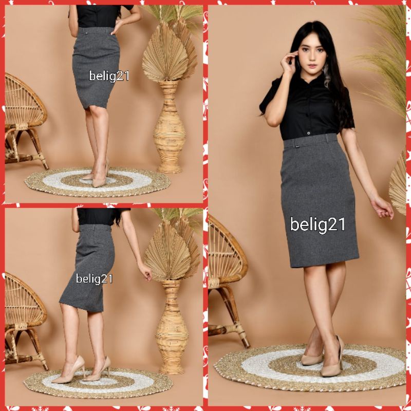 Rok Kerja Pendek Hitam Span 3/4 Bahan Formal Kantor Rok Pendek Rok Span Rok Hitam