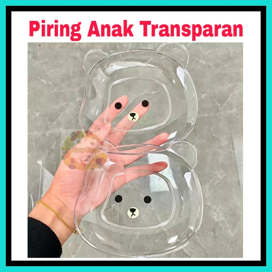 NA - PIRING SET ISI 6 BENING - PIRING ANAK MAKAN BERUANG TRANSPARAN