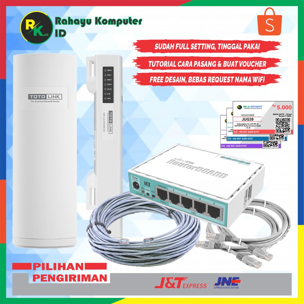 Mikrotik Rb750 gr3 + Totolink Cp300 - Paket Usaha Wifi Hotspot Voucher + Billing Siap Pakai RB750gr3