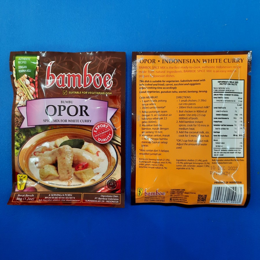 

Bumbu Kuah Opor Bamboe 36gr