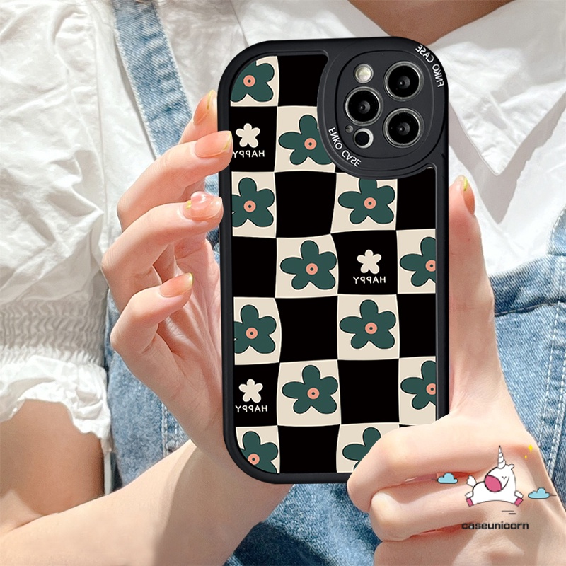 IPHONE Kompatibel Untuk Iphone7 8plus 6 6s Plus 11 13 12 14 Pro MAX XR X XS MAX Se2020 8plus 7plus Fashion Kotak-Kotak Bunga TPU Soft Phone Case Flower Cover