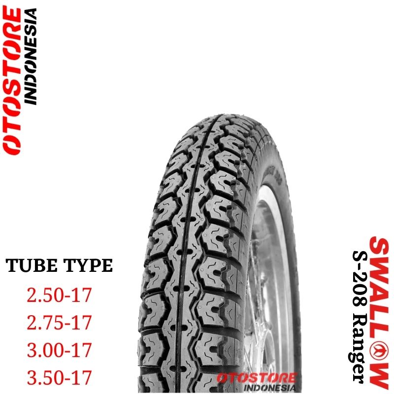 Ban Motor Swallow S-208 (S208) RANGER 250 275 300 350 Ring 17 Tube Type (Non Tubeless)  Ban Motor S-