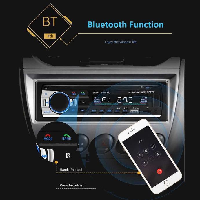 terlaris01 Tape Mobil Bluetooth MP3 MP4 Radio USB Tip Audio Universal