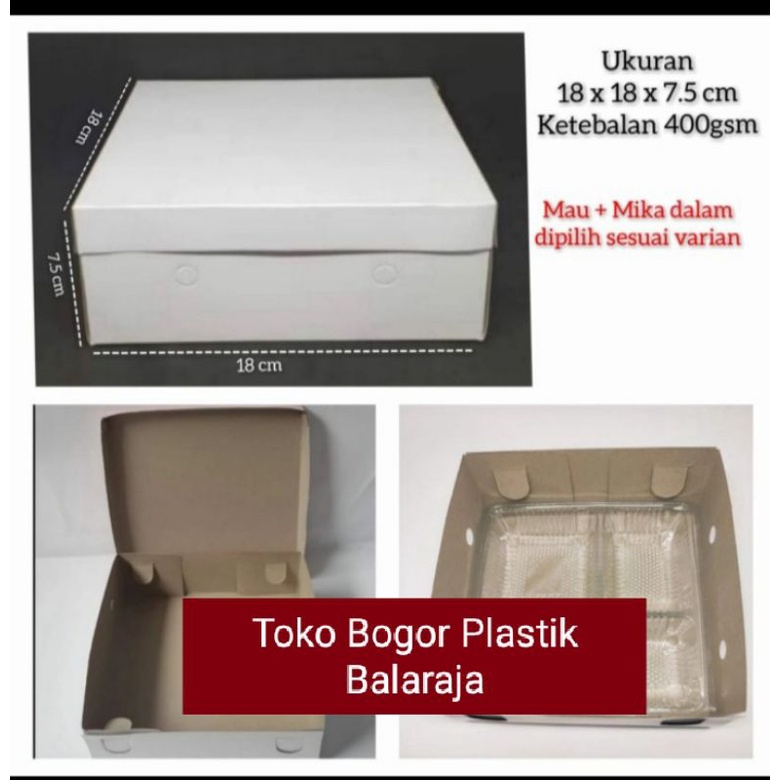 

kardus nasi 18x18 gramasi 400gr, tebal. isi 50lbr/pak