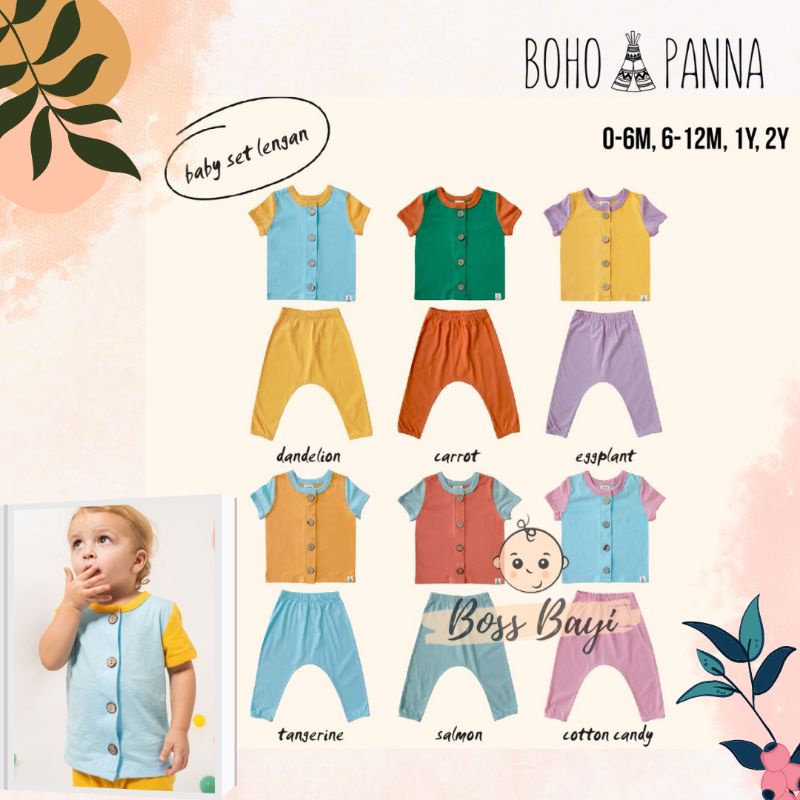 BOHOPANNA - Baby Set Lengan - Setelan Bayi Baju Lengan Pendek Celana Panjang