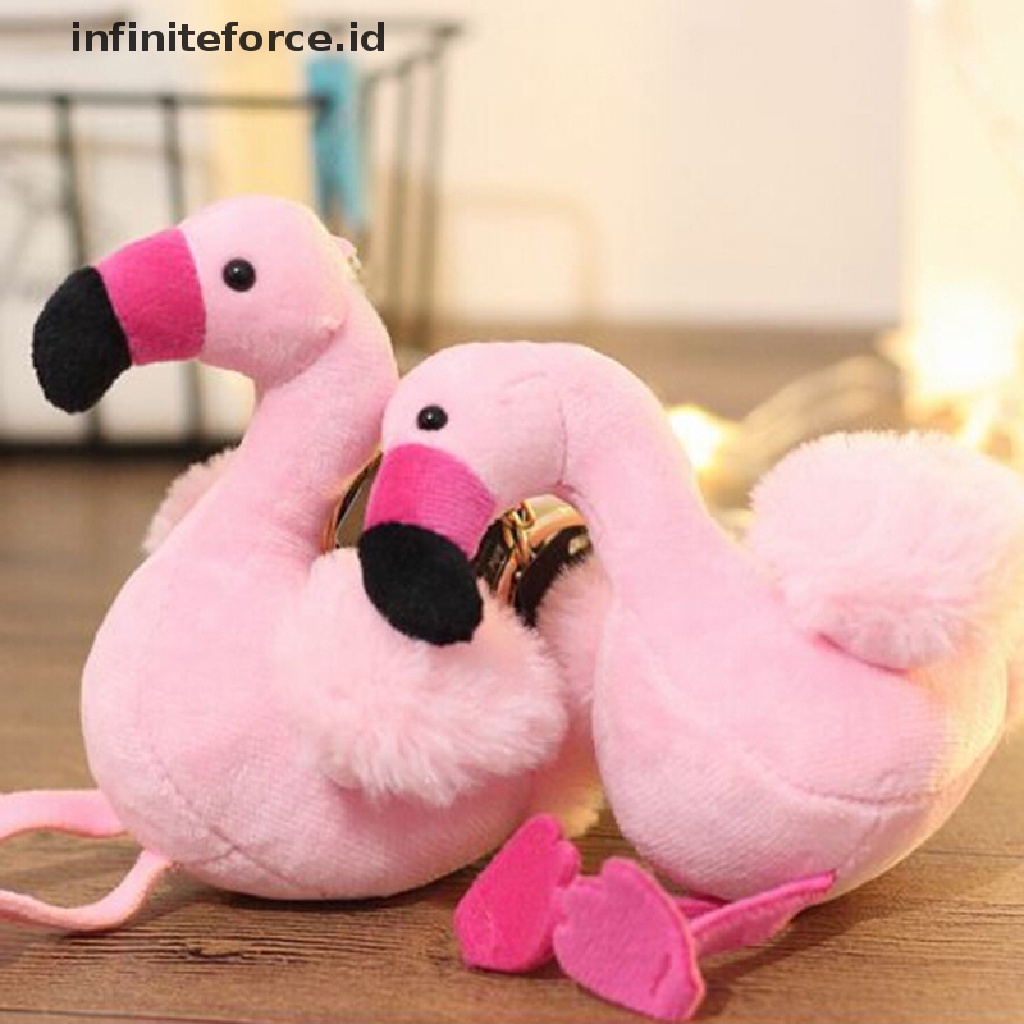 Gantungan Kunci Bentuk Flamingo Bahan Plush Untuk Tas