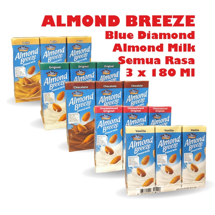 Blue Diamond Almond Breeze Almond Milk Susu Almond 3 x 180 ml [ Semua Rasa ]