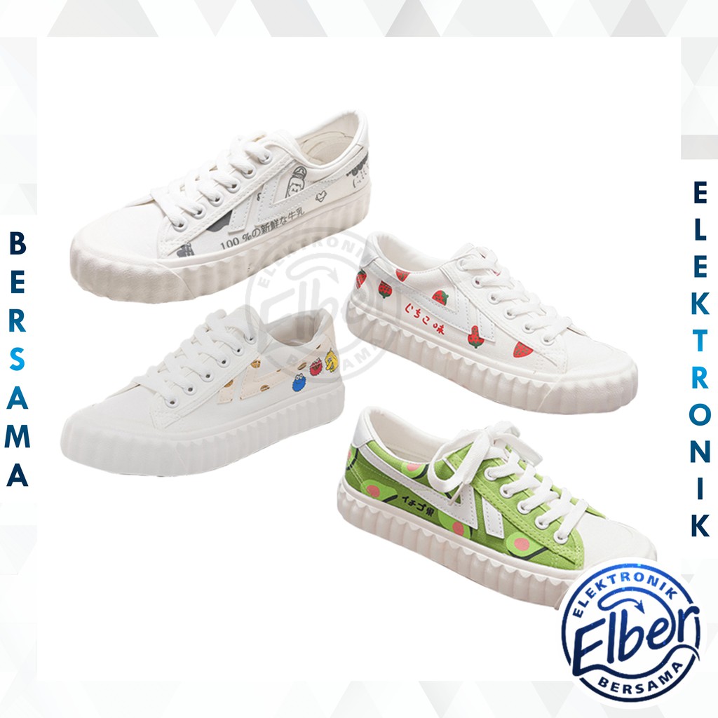 ELBER SHS013 Sepatu Sneakers Model Korea Ulzzang Warna Putih Sepatu Murah  Sepatu 