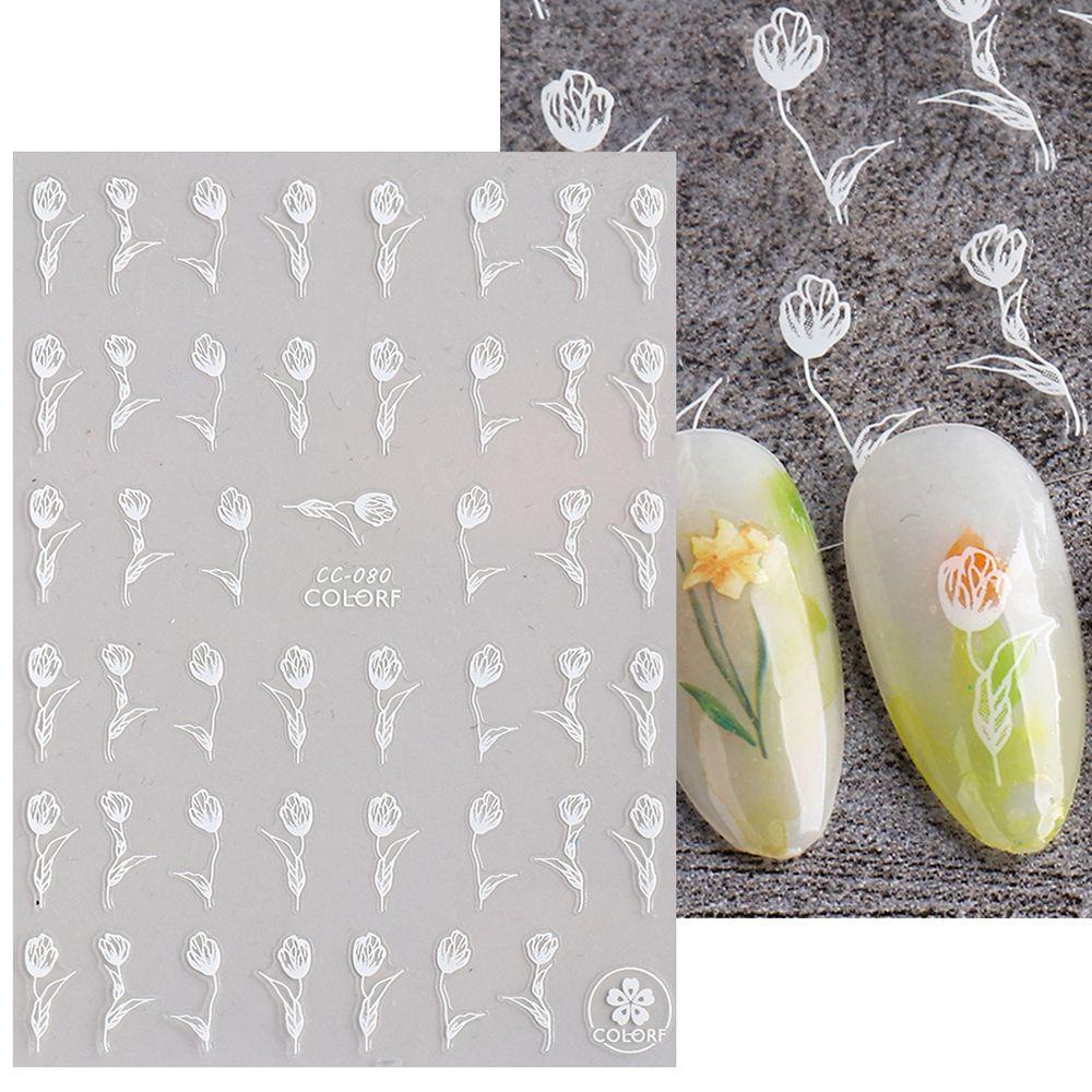 Mxbeauty Bunga Tulip Stiker Nail Art Elegan Fashion Dekorasi Nail Art Musim Semi Bunga Peri DIY Manicure Accesorios