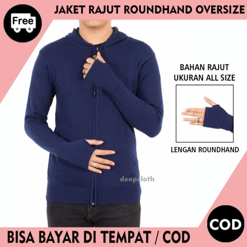 DEEPCLOTH- Jaket Sweater Hoddie Rajut/ Jaket Rajut Ariel polos / Jaket Zipper Pria Resleting Lengan Ronhand