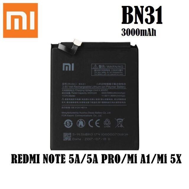 Baterai Batre Xiaomi Redmi Note 5A BN31 Original Battery Redmi S2/ Mi A1