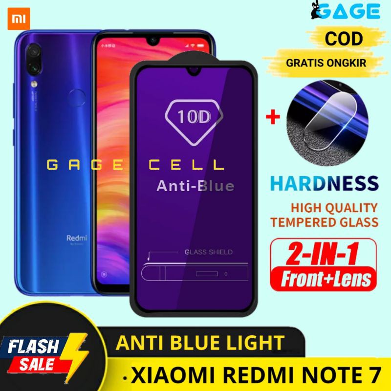 2IN1 TEMPERED GLASS TG ANTI BLUE LIGHT RAY RADIASI XIAOMI REDMI NOTE 7 7PRO SCREEN PROTECTOR PREMIUM