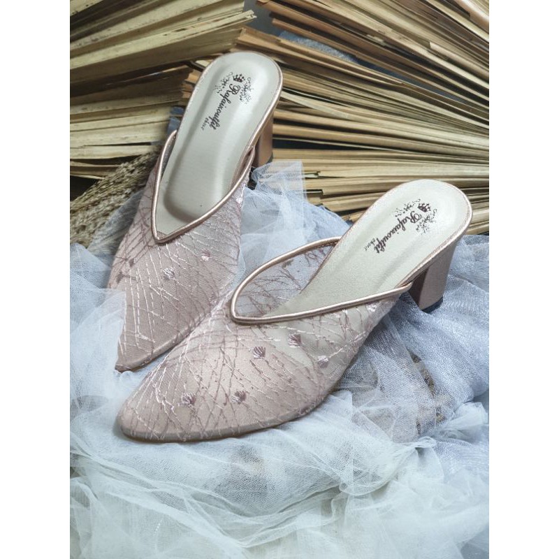 sepatu johana rosegold tinggi 7cm hak tahu