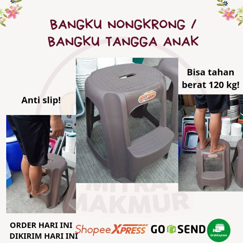 Bangku nongkrong / Bangku tangga anak / Kursi tangga nongkrong plastik
