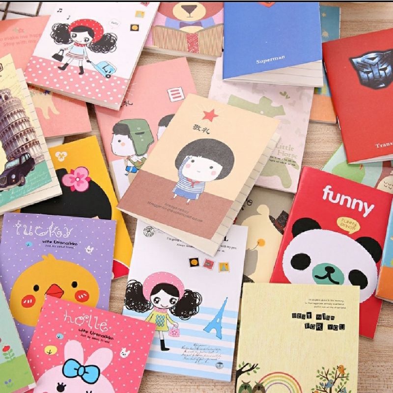 Buku Tulis Mini Cartoon Note Book Kartun Catatan Memo Pad Lucu Anak Sekolah ImporT