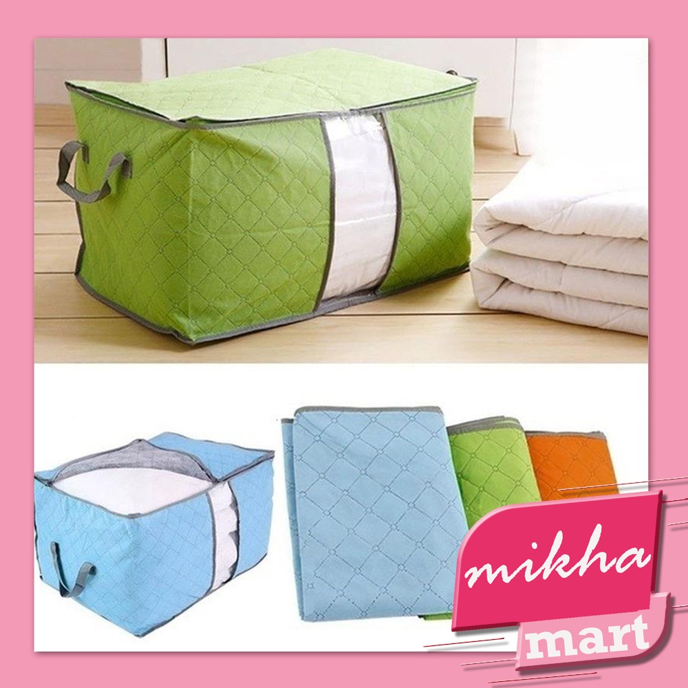 Storage Box / Bag BESAR Bamboo Organizer Selimut Baju Tempat Sprei Multifungsi - MKM