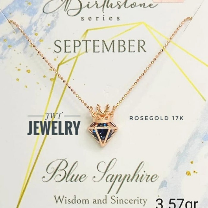 KALUNG EMAS FASHION BATU KELAHIRAN BIRTHSTONE MAHKOTA CROWN TIARA - september