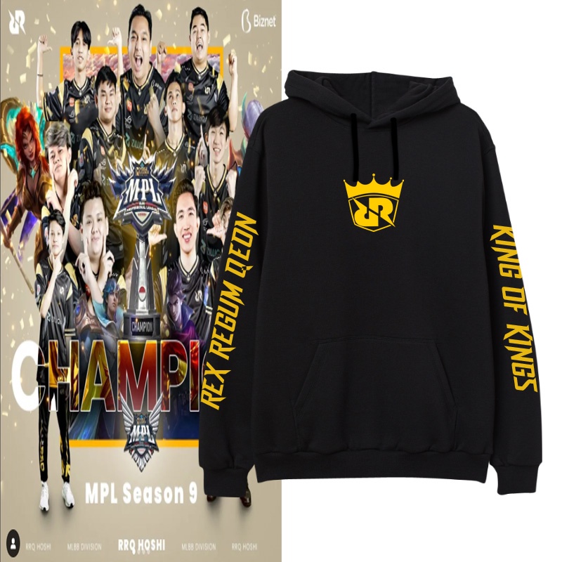 Jaket RRQ HOSHI 2022 Hoodie RRQ MPL 2022 Champions Hoodie Sweater RRQ Hoshi Pria Wanita Terbaru
