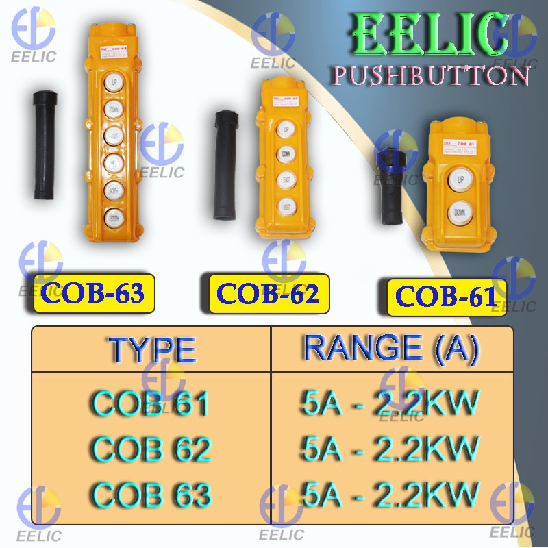 EELIC PBT-COB61 PUSHBUTTON SWITCH UP-DOWN COB61 AC 250V 5A TAHAN AIR HUJAN