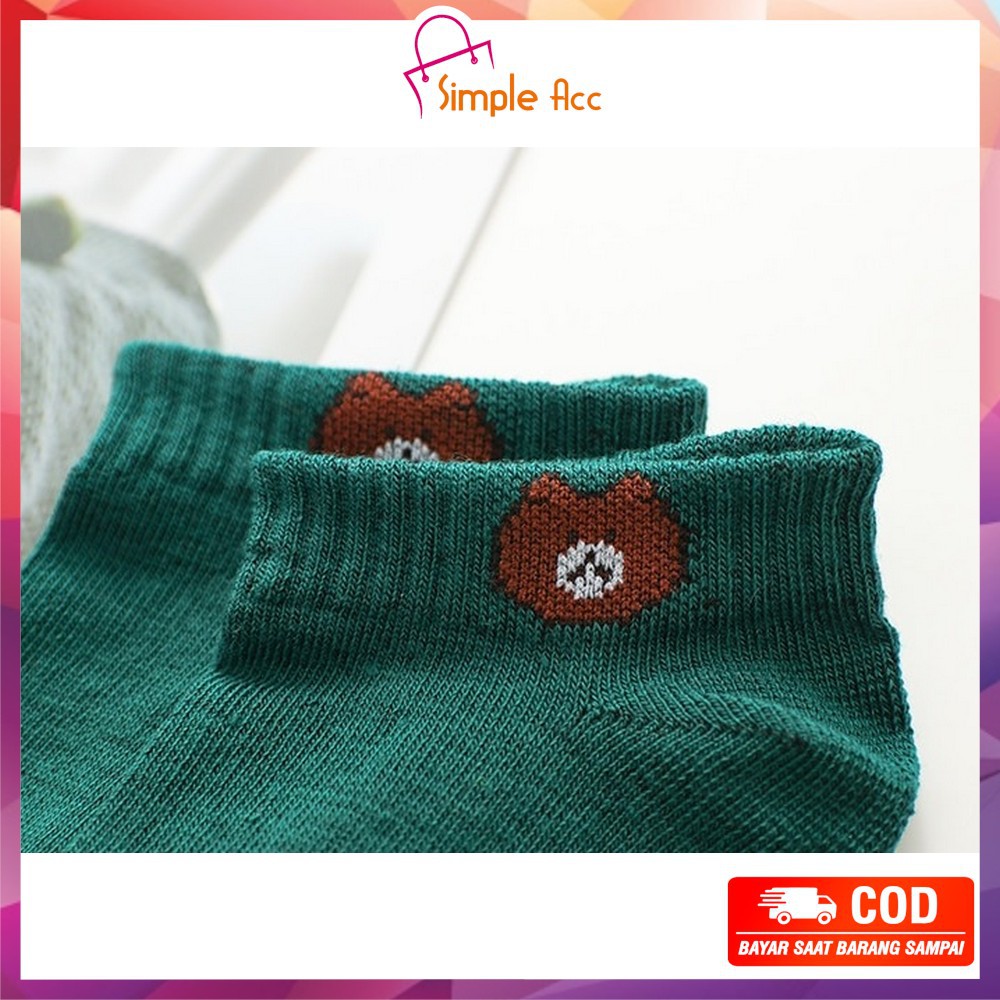 ~COD~DO-P32-33 Kaos Kaki Dewasa Pendek Kaus Kaki Wanita Pria Motif Brown Kaos Kaki Ankle Korea Daisy-1