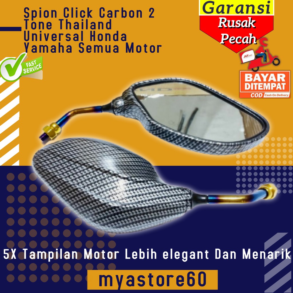 Spion Sepion Karbon Click Carbon Twotone Two Tone 2 Tone Thailand Universal Honda Yamaha Semua Motor