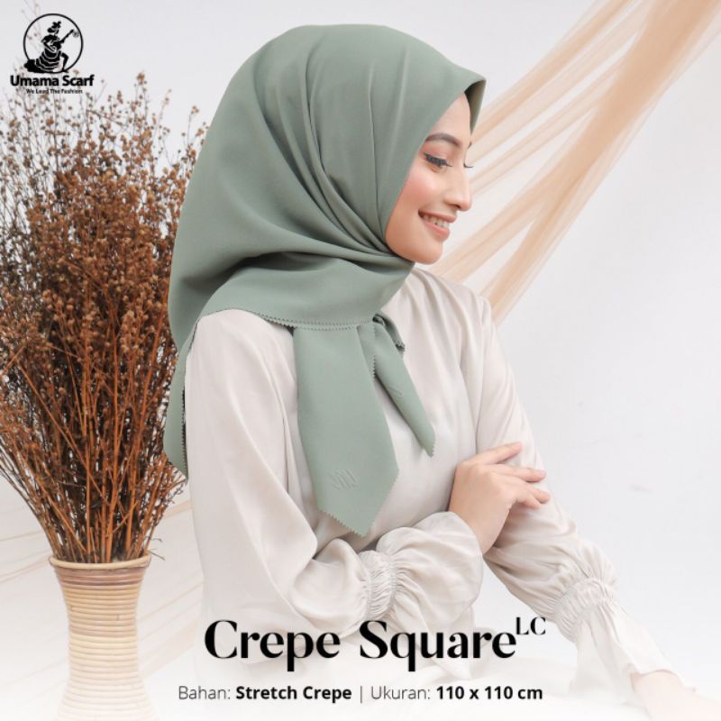 (Bisa COD) Jilbab CREPE SQUARE UMAMA (kerudung segiempat Stretch)