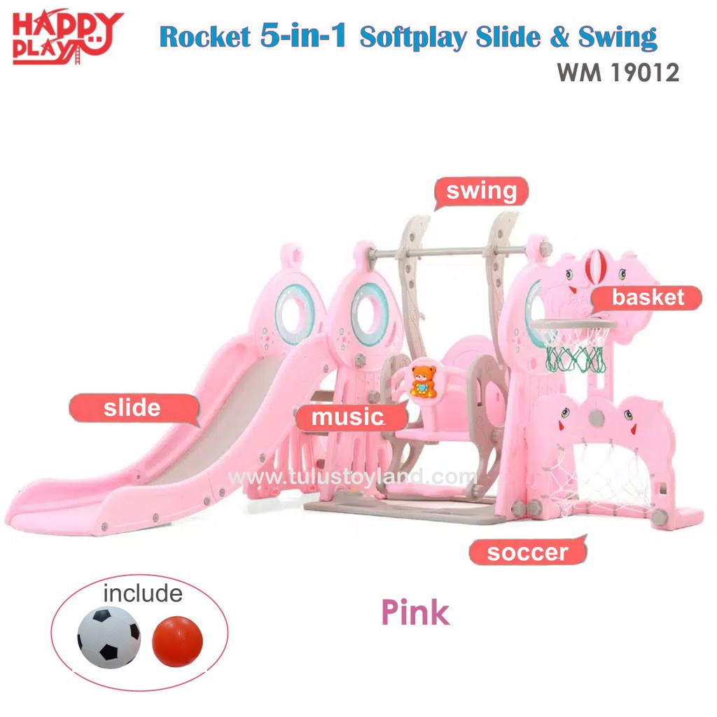 Perosotan Ayunan 5 in 1 Happy Play Rocket 5in1 Softplay Slide Swing Anak WM 19012 Soft Play WM19012