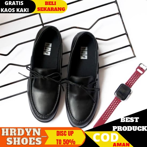 ELDER- Sepatu Pansus Pria - Sepatu Casual Semi Formal Kantor Ori Murah || Slip On Pria Kulit Hitam