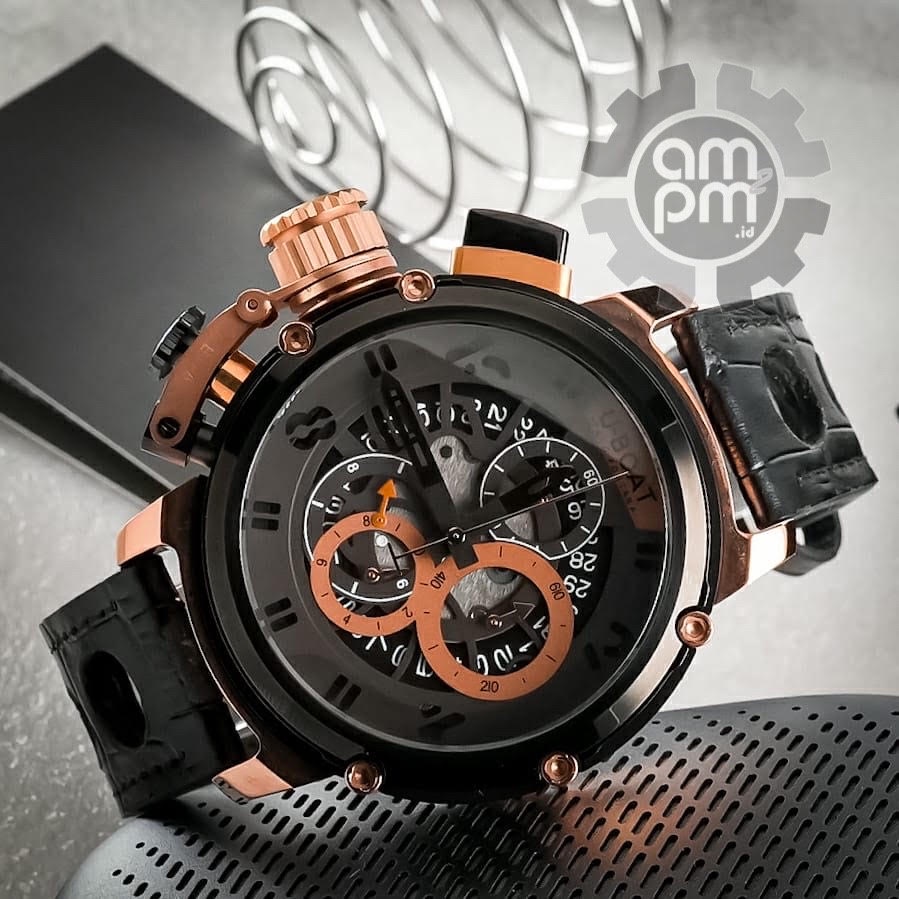JAM TANGAN U-BOAT CHIMERA CHRONOGRAPH ROSE BLACK
