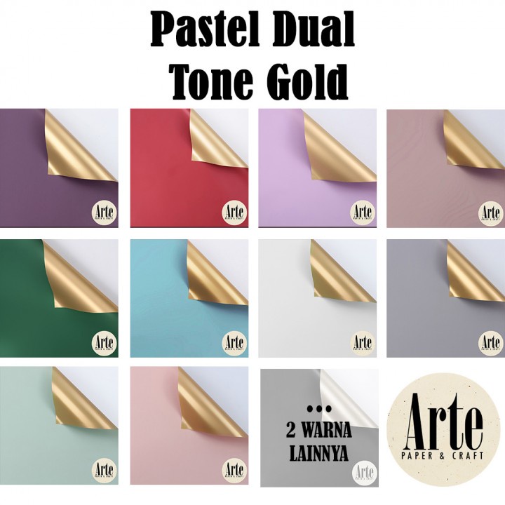 

RB 20 Lembar Cellophane Pastel Dual Bi Color Tone Gold Kertas Buket Korea Bunga Flower Wrapping