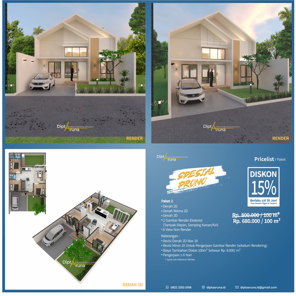 

ISI PAKET 2 / DESAIN 3D RUMAH MINIMALIS / PAKET DESAIN 2D RUMAH / PAKET 2