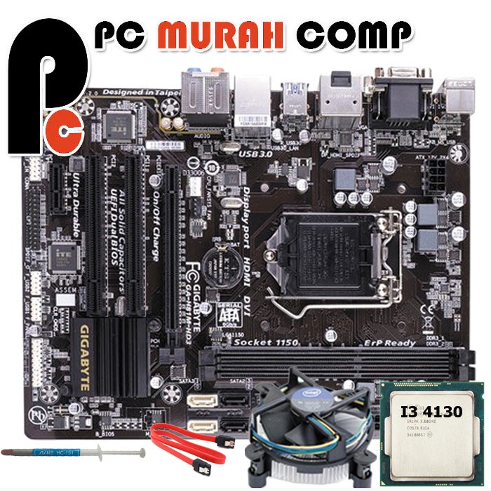 Motherboard LGA 1150 H81 GIGABYTE DENGAN PROCESSOR I3 4130 PLUS FAN