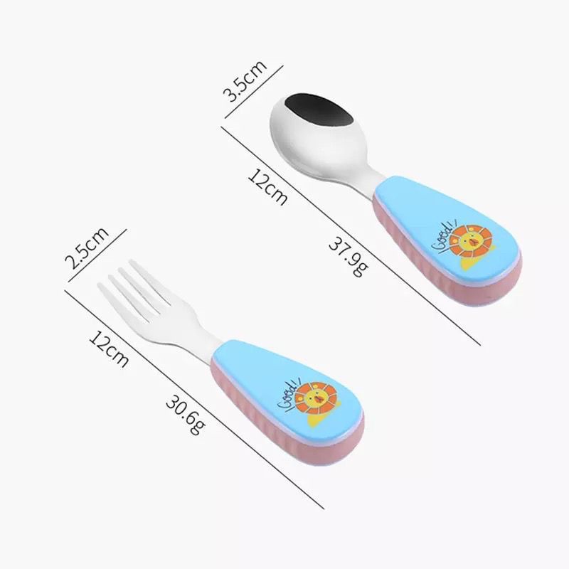 SENDOK MAKAN ANAK BAYI / PERALATAN MAKAN SENDOK GARPU SET GAMBAR KARTUN STAINLESS STEEL 304 SUS JRW0062