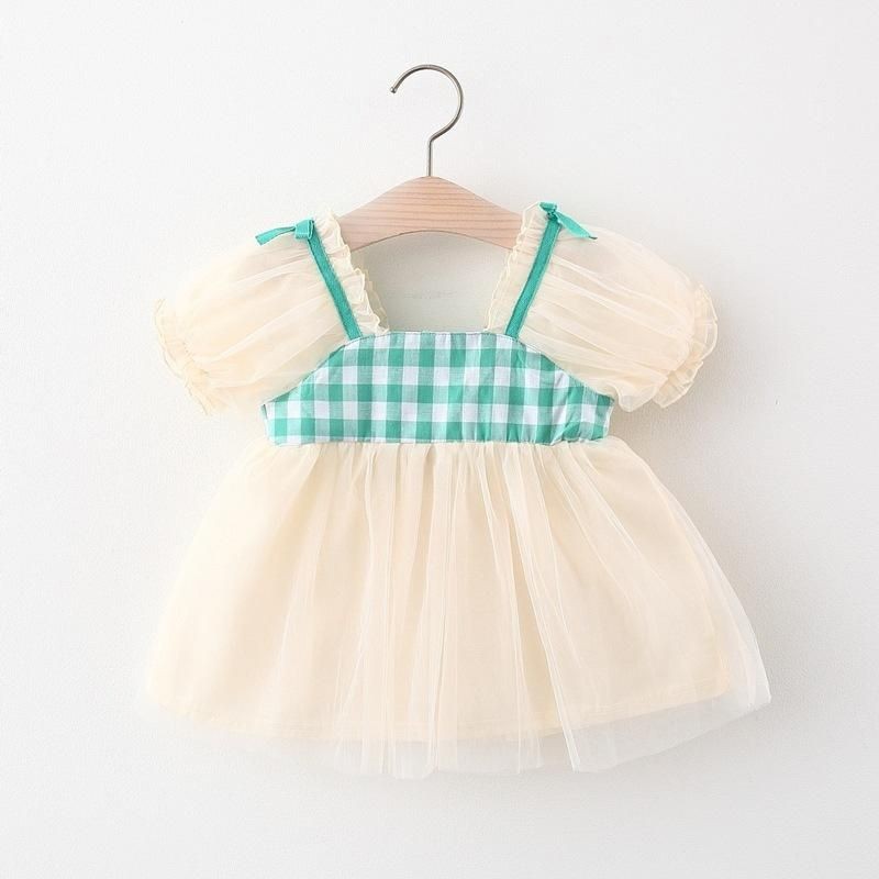 CWEETBABY bora mesh dress / dress bayi tutu import lengan puff / gaun anak baby tile square kotak
