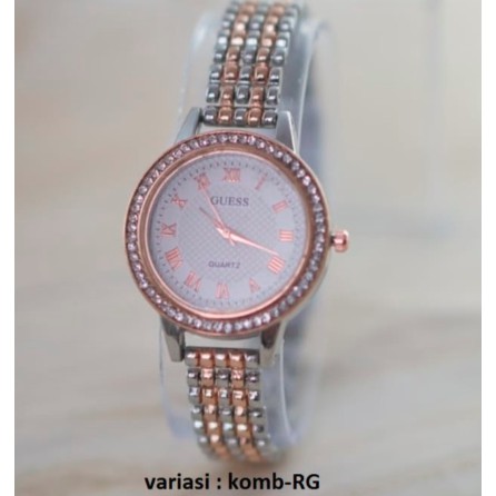 JAM TANGAN WANITA GUESS RANTAI MATA DIAMOND PREMIUM ROMAWI // GS033