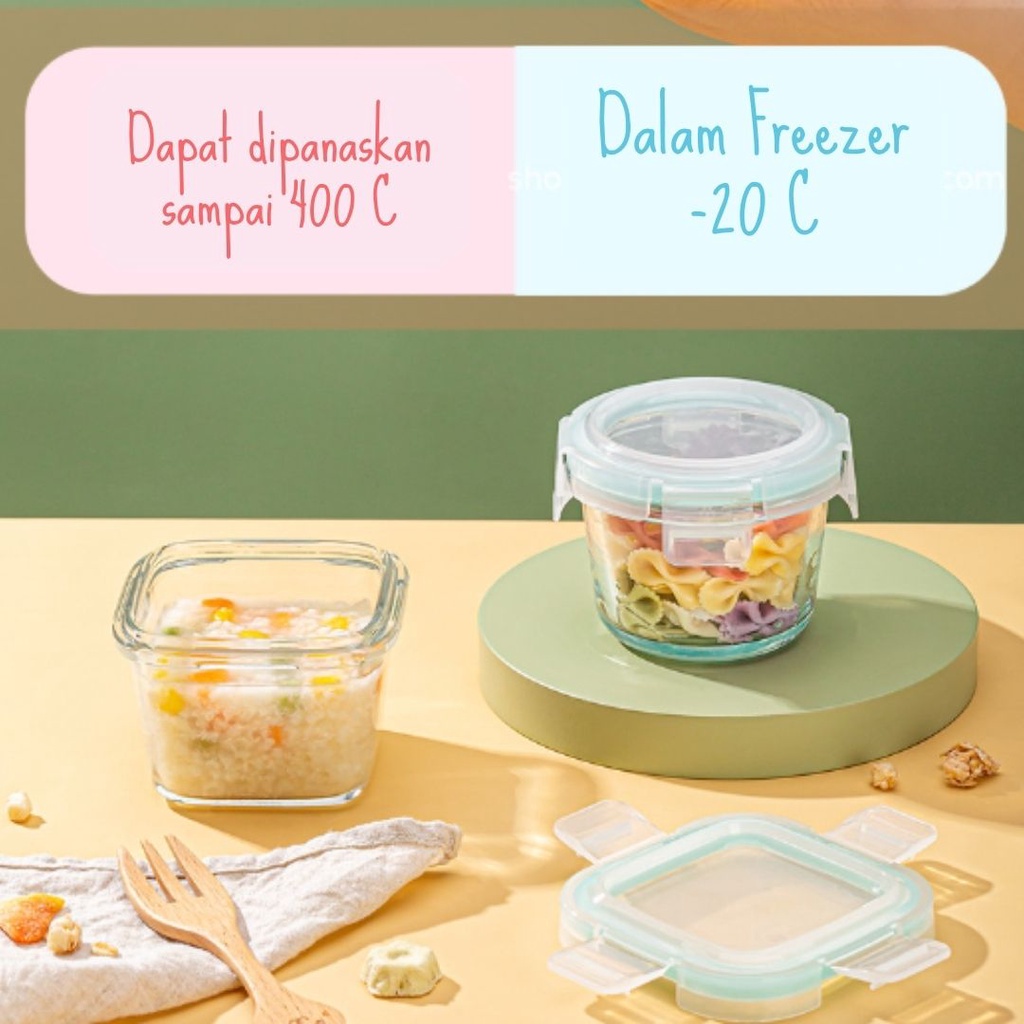 𝐆𝐨𝐨𝐝𝐬𝐂𝐨 Tempat Mpasi Kaca Wadah Mpasi Kaca Penyimpanan Mpasi Glass Baby Food Container