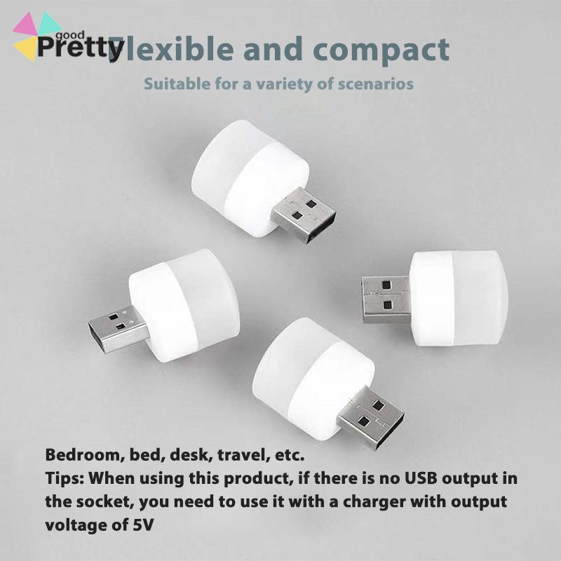 USB Plug Lamp Komputer Ponsel Lampu Pengisian Daya LED Pelindung Mata Lampu Baca Lampu Malam Bulat Kecil - PD