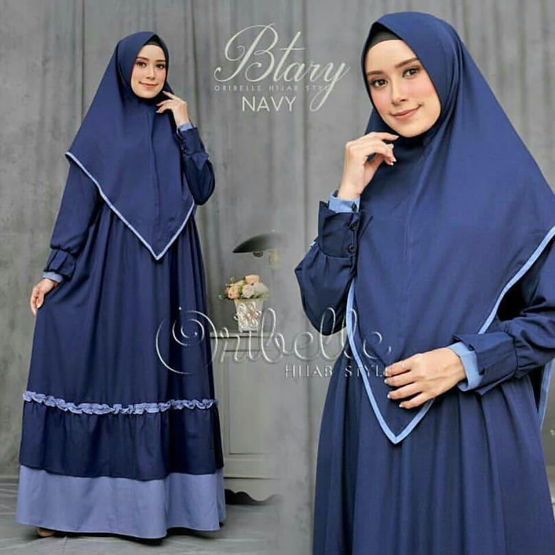 BTARY SYARI  BAHAN MOSSCRAPE (Free Hijab / Khimar) Gamis Muslim Baju Panjang Stelan Syari Polos 2021