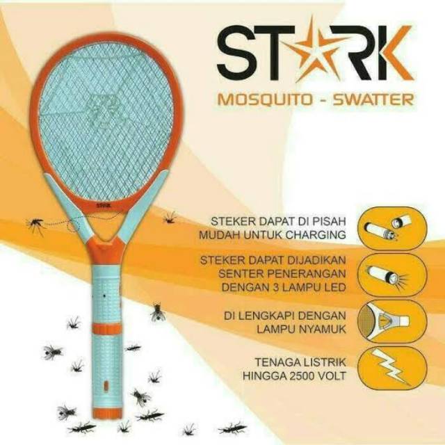 Raket Nyamuk Stark (FREE PACKING BUBBLEWRAP + DUS TEBAL)