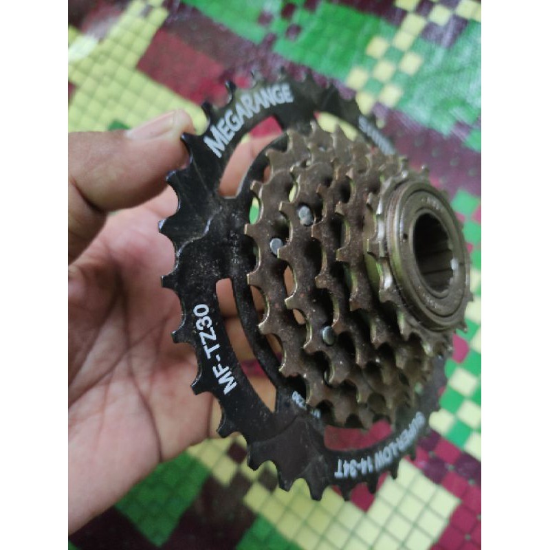 sprocket Shimano megarange 6 speed free wheel gir sepeda ulir drat