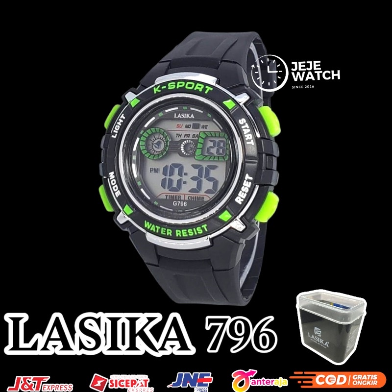 jam tangan digital cowok &amp; cewek lasika 100% original &amp; water resistant 796