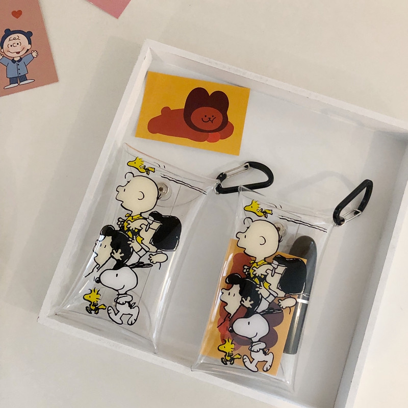 Dompet Koin Kartu Mini Bahan Pvc Transparan Gambar Kartun Anak