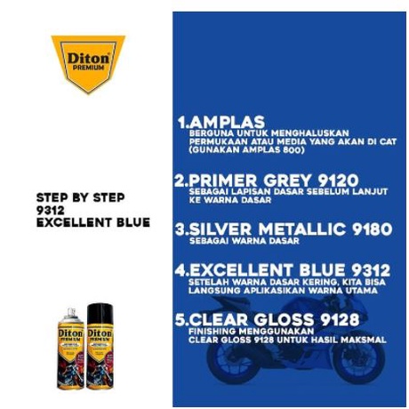 Cat Pilox Diton Premium Excellent Blue 9312 400cc warna Biru Metalik