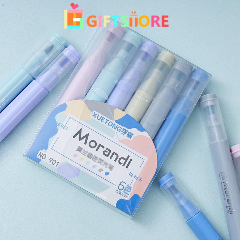 

✨1 Set Stabilo Warna Warni / Stabilo 6 Sampai 12 Warna / Highlighter Warna Morandi Retro Kapasitas Besar Untuk Stationery Sekolah COD